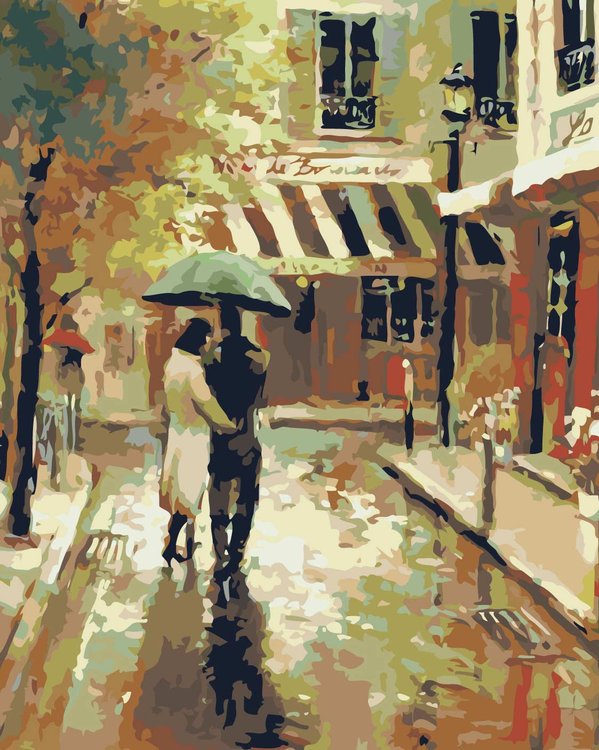 Картина по номерам «Пара под зонтом»
