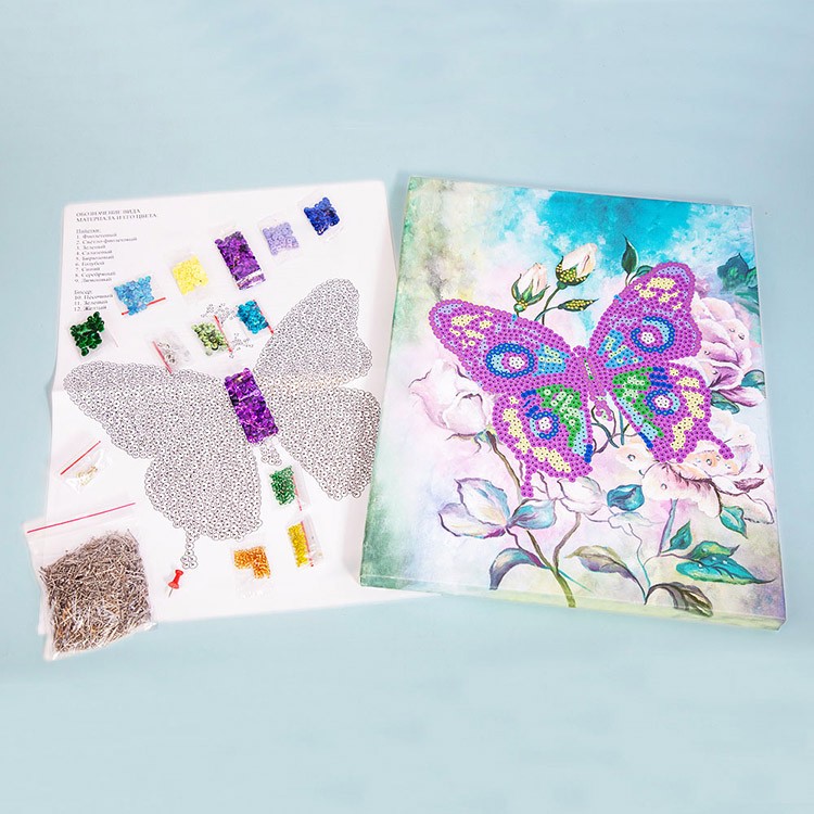 Картина на холсте из пайеток «Бабочка» — картинка 2