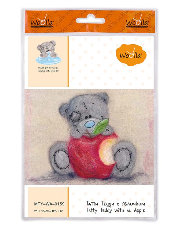 Картина шерстью «Татти Тедди с яблочком» — картинка 3