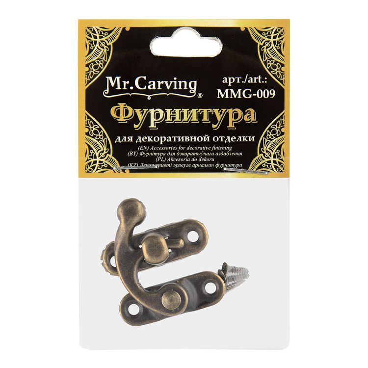 Фурнитура для шкатулок «Замок», 3,3х2,9 см, 5 шт., цвет: золото, Mr. Carving — картинка 2