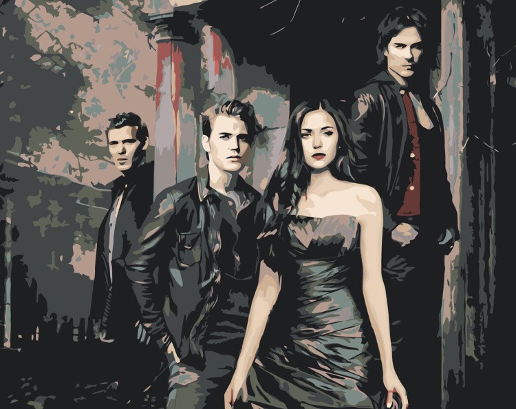 Картина по номерам «Дневники вампира: Деймон, Елена, Стефан и Клаус»