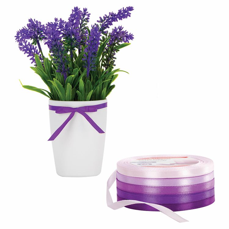 Лента атласная, ширина 6 мм, фиолетовый спектр, набор 5 цветов по 23 м, Brauberg — картинка 4