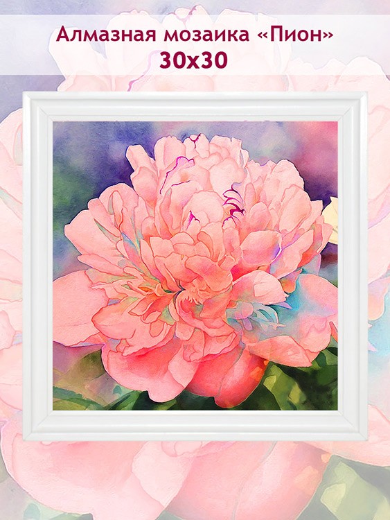 Алмазная вышивка «Нежный пион» — картинка 3