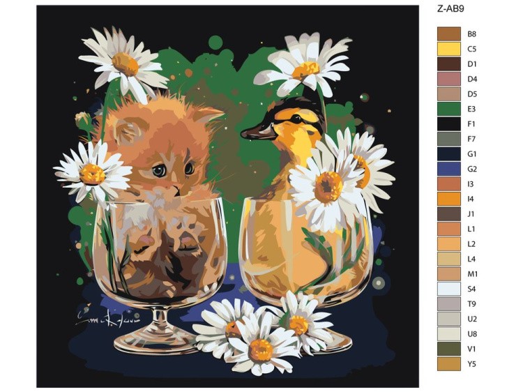 Картина по номерам «Котёнок в бокале» — картинка 2
