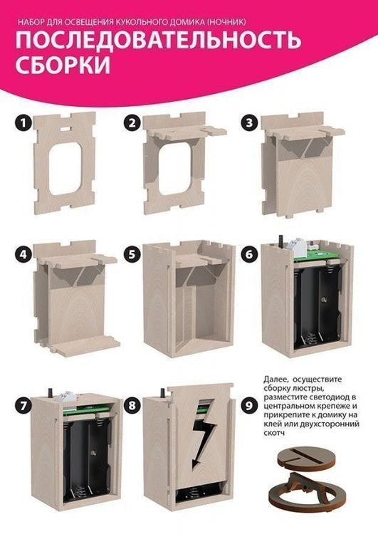 Сборная модель Набор для освещения кукольного домика (конструктор, свет, люстры), ХэппиДом — картинка 3