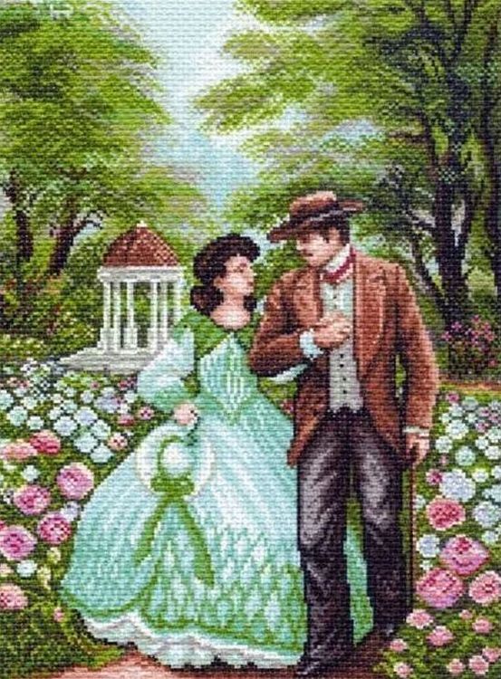 Рисунок на ткани «Прогулка по саду»
