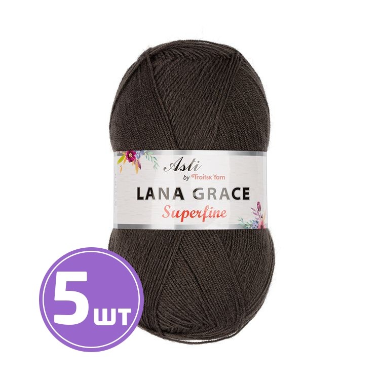 Пряжа из Троицка LANA GRACE SUPERFINE (0214), маренго, 5 шт. по 100 г