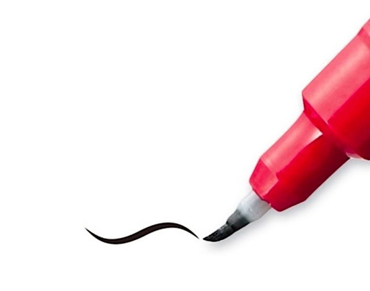 Двусторонний фломастер-кисть в блистере, кисть/круглая, тонкая, 1,2-12,5 мм, Pentel — картинка 7