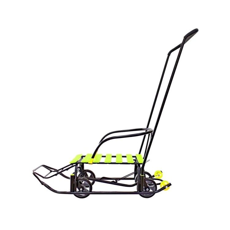 Санки детские Snow Black Auto лимонные рейки с колесами — картинка 6