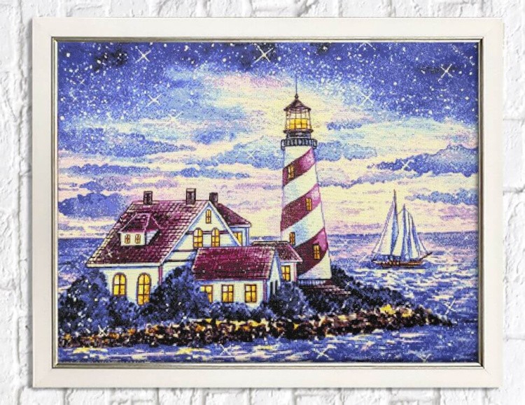 Алмазная вышивка «Маяк на рассвете» — картинка 4