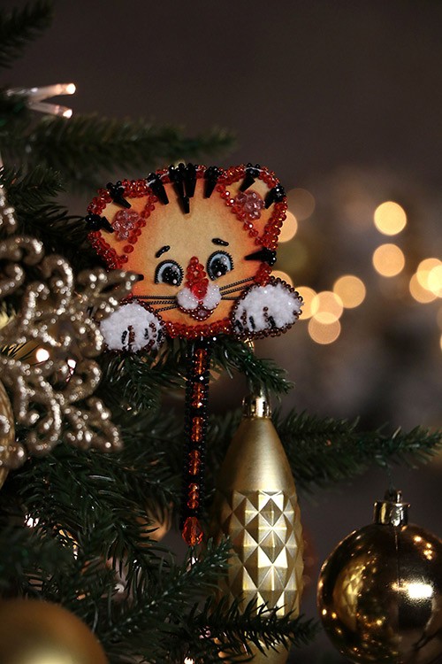 Набор для вышивания хрустальными бусинами «Тигренок. Брошь» — картинка 5