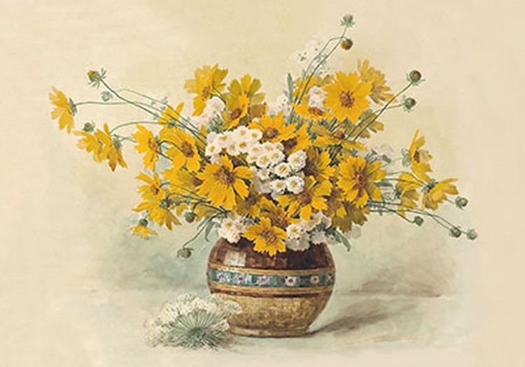 Рисунок на ткани «Цветы в вазе»