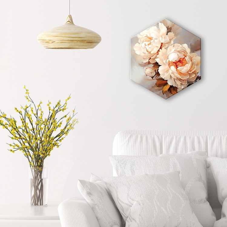 Картина по номерам с поталью Гексагон «Нежные пионы» — картинка 6