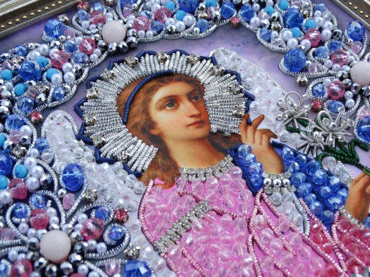 Набор для вышивания хрустальными камнями «Архангел Гавриил» (серебро) — картинка 8