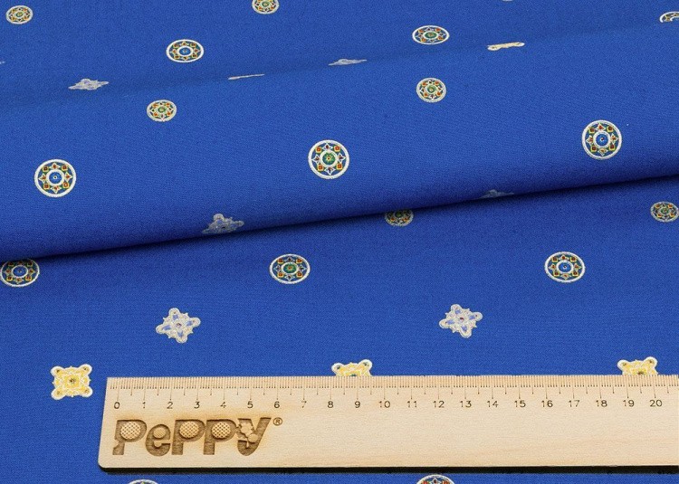 Ткань для пэчворка Индийское Сари, 146 г/м², 60х110 см, 100% хлопок, цвет: синий, принт, Peppy — картинка 2