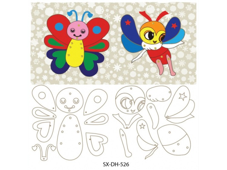 Мозаика «Бабочка и пчелка» (фигурки из картона) — картинка 2