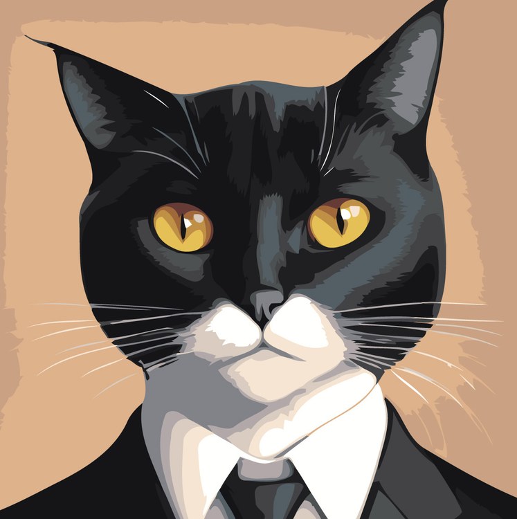 Картина по номерам «Кот в галстуке»
