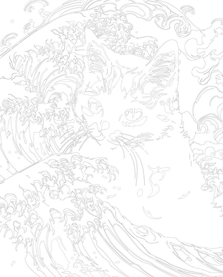 Картина по номерам «Коты и кошки: черный кот в море арт» — картинка 3