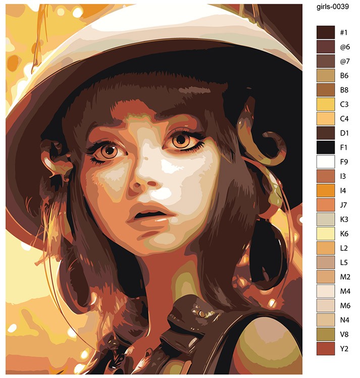 Картина по номерам «Девушка в круглой шляпе-каске» — картинка 2