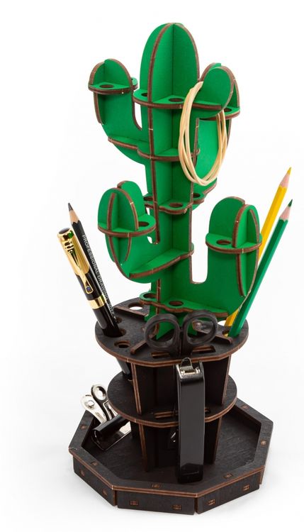 Конструктор из дерева «Настольный органайзер Кактус зеленый», Eco Wood Art — картинка 2