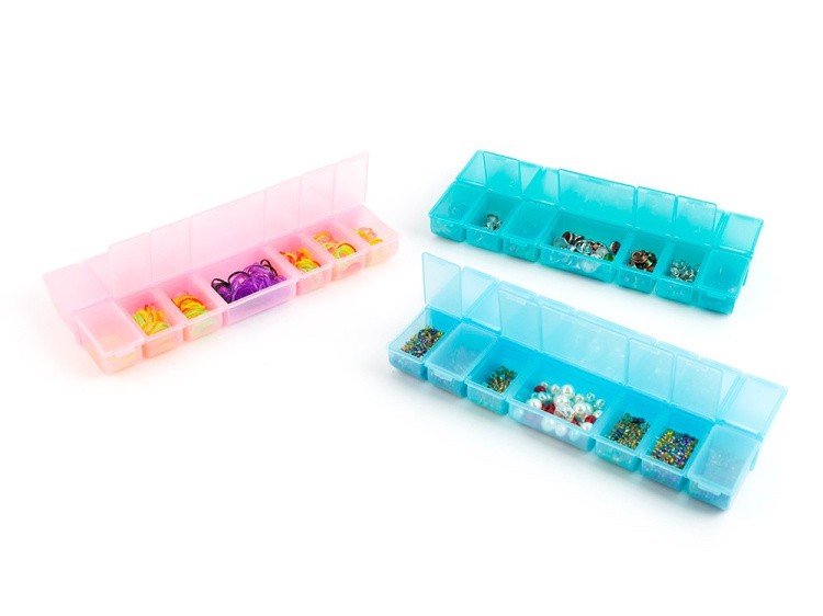 Коробка для швейных принадлежностей с индивидуальными крышками Gamma, цвет: бирюзовый прозрачный — картинка 2