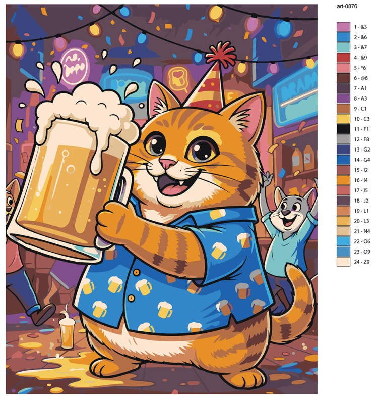 Картина по номерам Рыжий кот с пивом Праздник — картинка 2