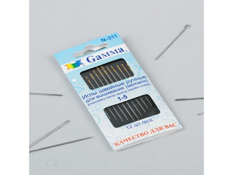 Иглы ручные Gamma для вышивания №1-5, 12 шт. — картинка 2
