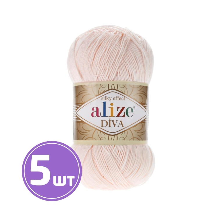 Пряжа ALIZE Diva Silk effekt (382), пудра, 5 шт. по 100 г