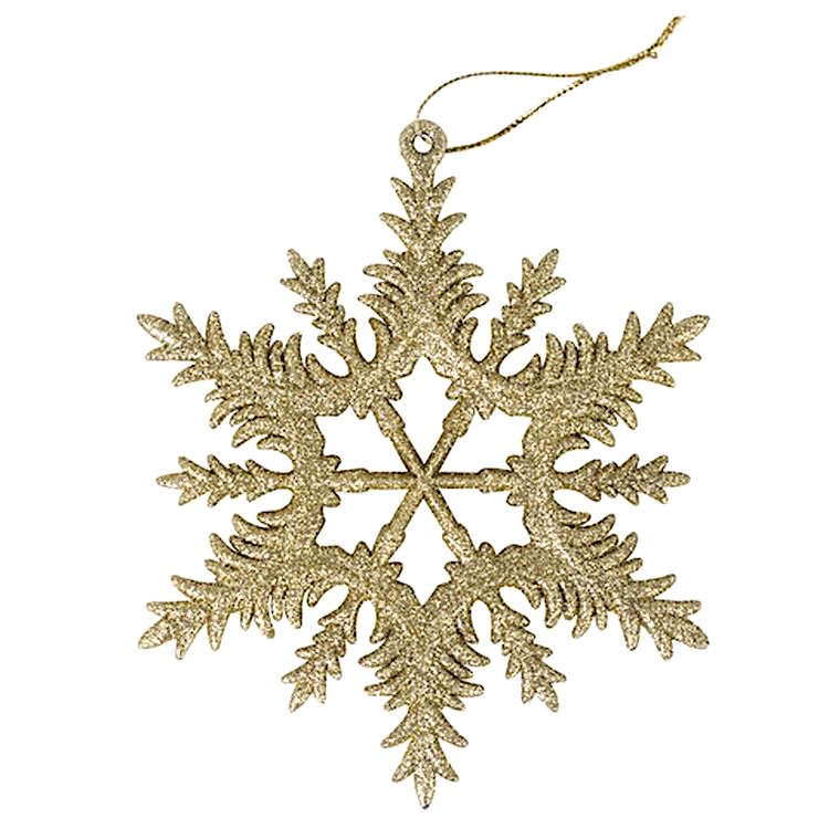 Украшение елочное подвесное «Снежинка золотистая», 4 шт., 13 см, глиттер — картинка 4