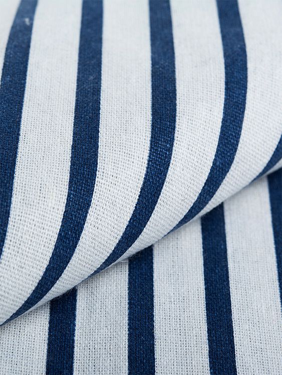 Ткань Лен, 140 г/м², 5 м x 150 см, цвет: белый, синий, принт полоска, TBY — картинка 3