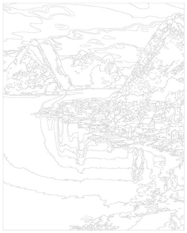 Картина по номерам «Море: Зима в норвежском городке 2» — картинка 3