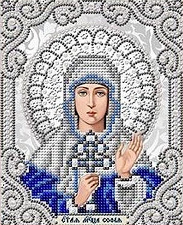 Рисунок на ткани «Святая София в жемчуге и серебре»