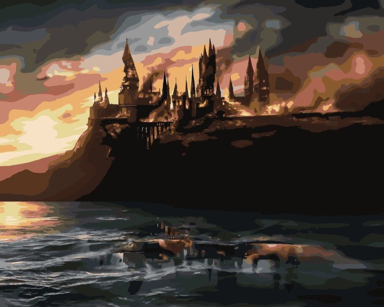 Картина по номерам «Гарри Поттер: Горящий Хогвартс»