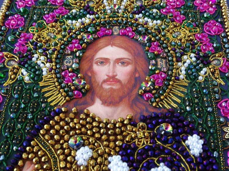 Набор для вышивания хрустальными камнями «Спас Лоза истинная» маленькая (акриловый жемчуг) — картинка 4