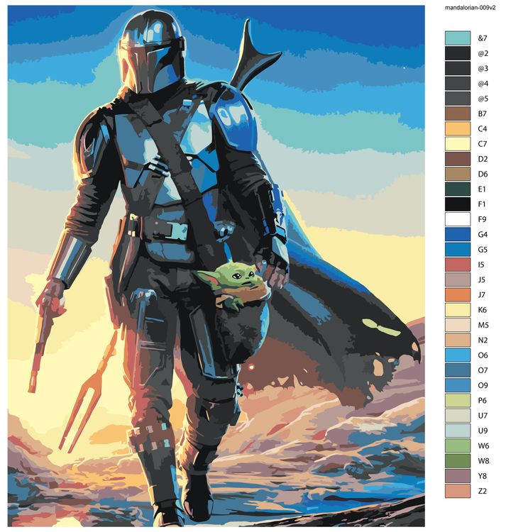 Картина по номерам «Звёздные войны - Мандалорец и Малыш Йода 3» — картинка 2