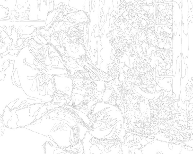 Картина по номерам «Новогодняя: Дед Мороз и девочка с подарками» — картинка 3