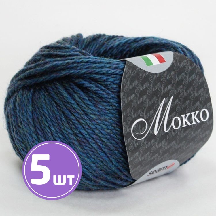 Пряжа SEAM MOKKO (10), бирюзовый меланж, 5 шт. по 50 г