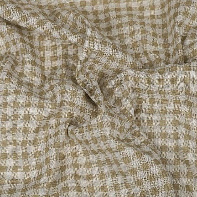 Ткань Лен, 140 г/м², 5 м x 150 см, цвет: желтый, принт клетка, TBY — картинка 2