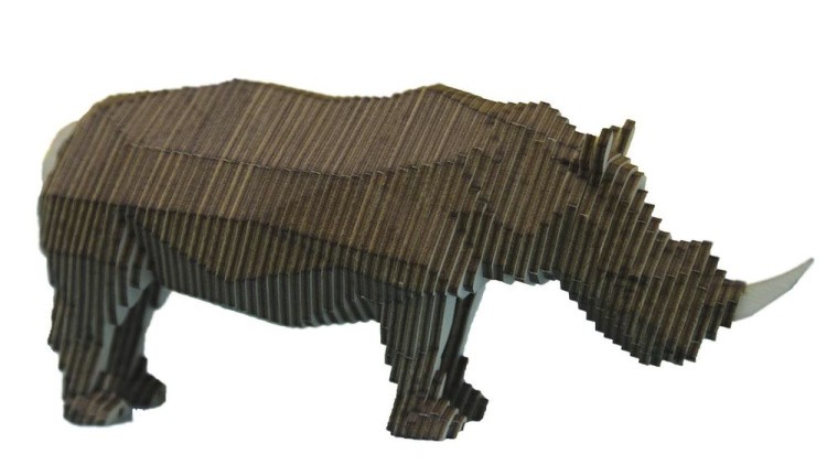 Деревянный конструктор «Носорог», с набором карандашей, UNIWOOD