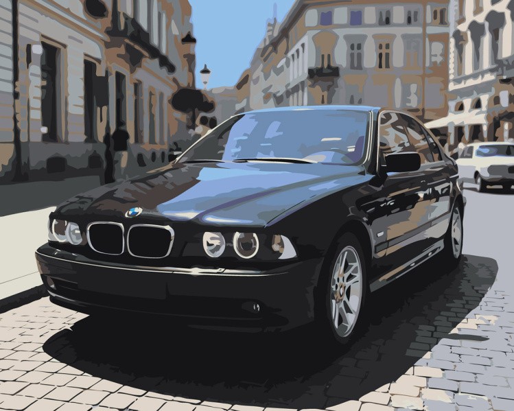 Картина по номерам Машина БМВ BMW E39 в городе