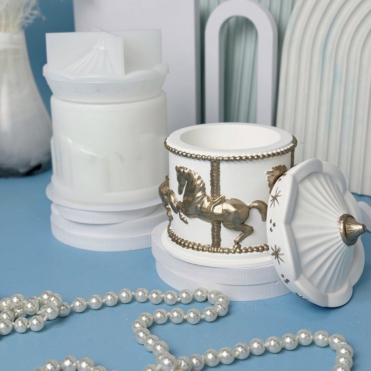 Силиконовый молд - Шкатулка карусель №11, d9,6x6,8см, 1 шт. — картинка 2