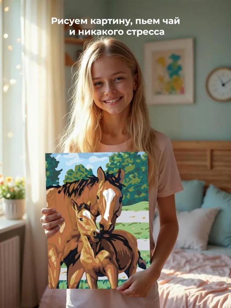 Картина по номерам «Лошадь с жеребёнком» — картинка 7