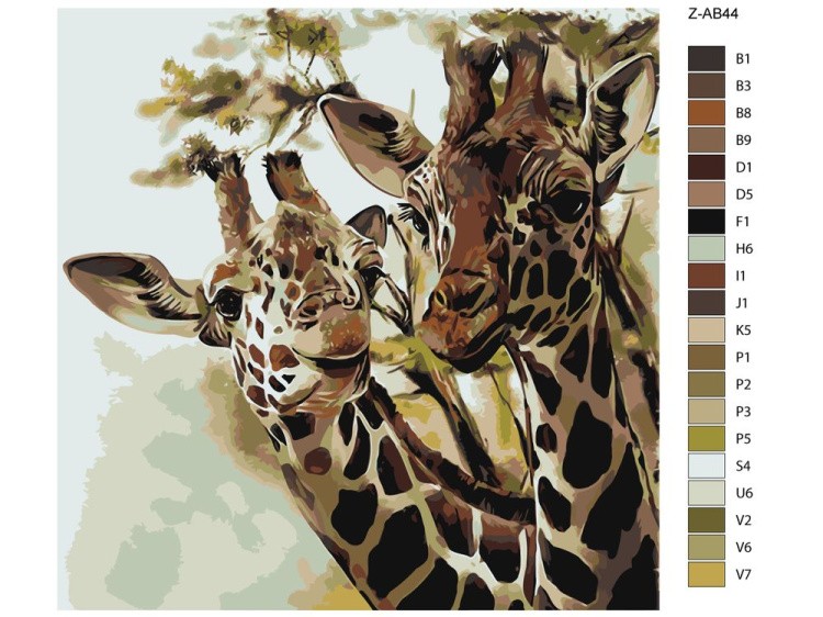 Картина по номерам «Жирафы» — картинка 2