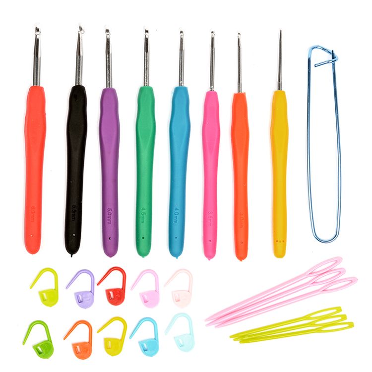 Набор алюминиевых крючков для вязания Maxwell Colors с эргономичной ручкой, в органайзере, от 2.5 до 6.0 мм + аксессуары — картинка 2