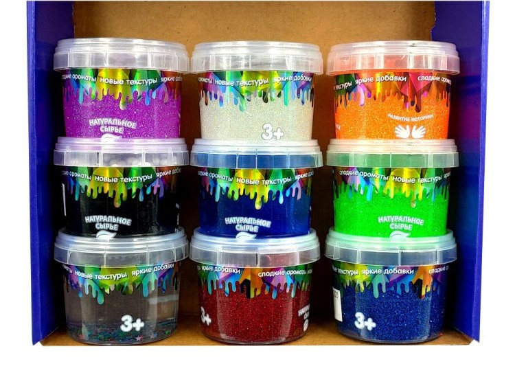 Набор слаймов «Стекло» в боксе разных видов (9 шт по 90 гр)
— картинка 2