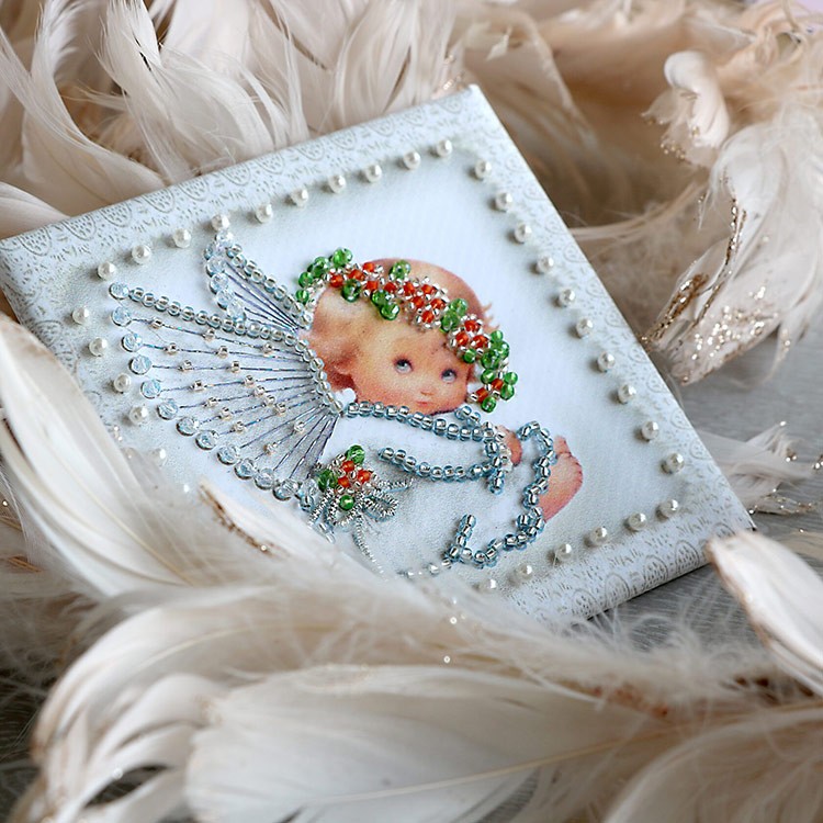 Вышивка Образа в каменьях «Ангелочек» (магнит) — картинка 4