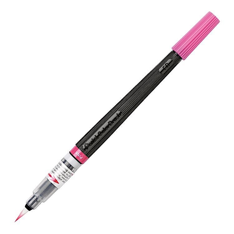 Кисть с краской Colour Brush, 1-10 мм, 5 мл, цвет: розовый, Pentel