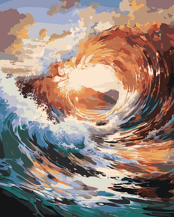 Картина по номерам «Море: Большая волна на закате 2»