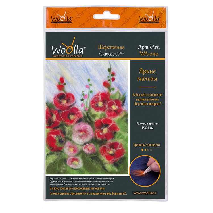 Картина шерстью «Яркие мальвы» — картинка 3