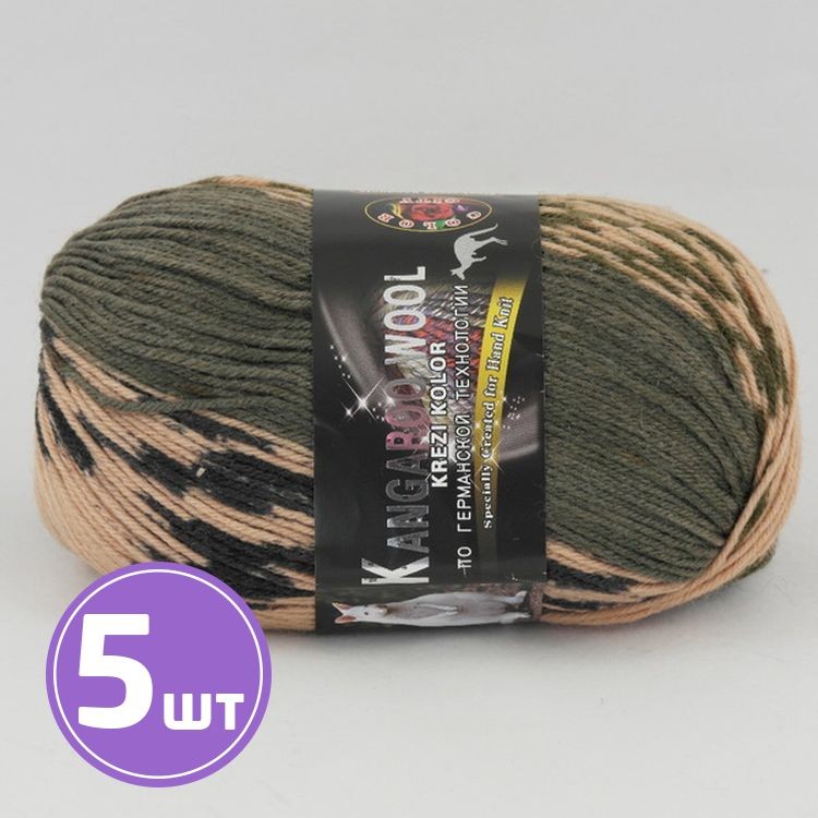 Пряжа COLOR CITY KANGAROO WOOL KREZI (08), мультиколор, 5 шт. по 100 г